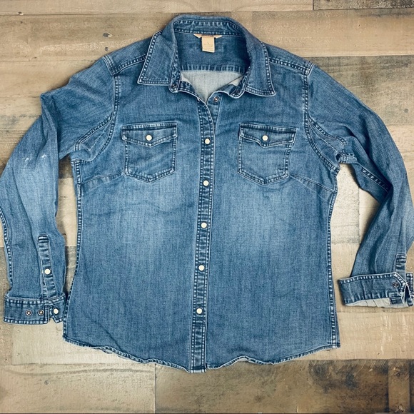 Duluth Trading Co L Demin Shirt 